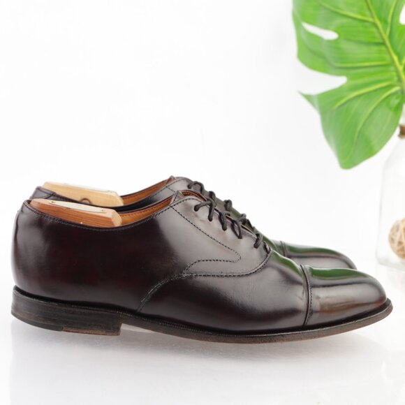 Vintage USA Cole Haan Mens Oxford Size 8.5 D Burgundy Leather Cap Toe Dress Shoe main image 9